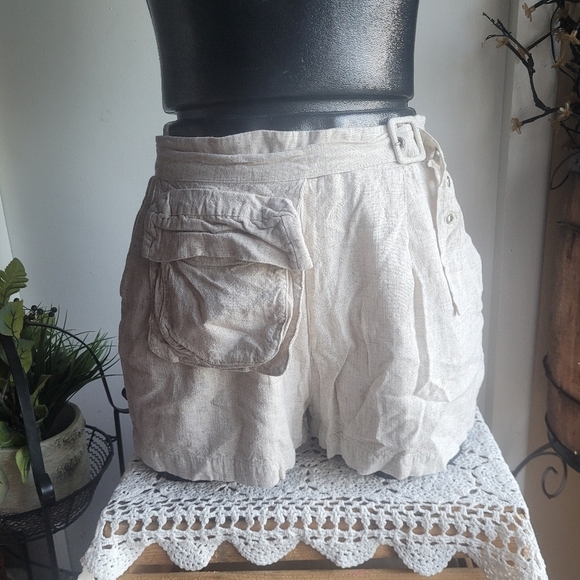 Shinestar Pants - Shinestar Linen Blend Shorts with Attached Pouch M
